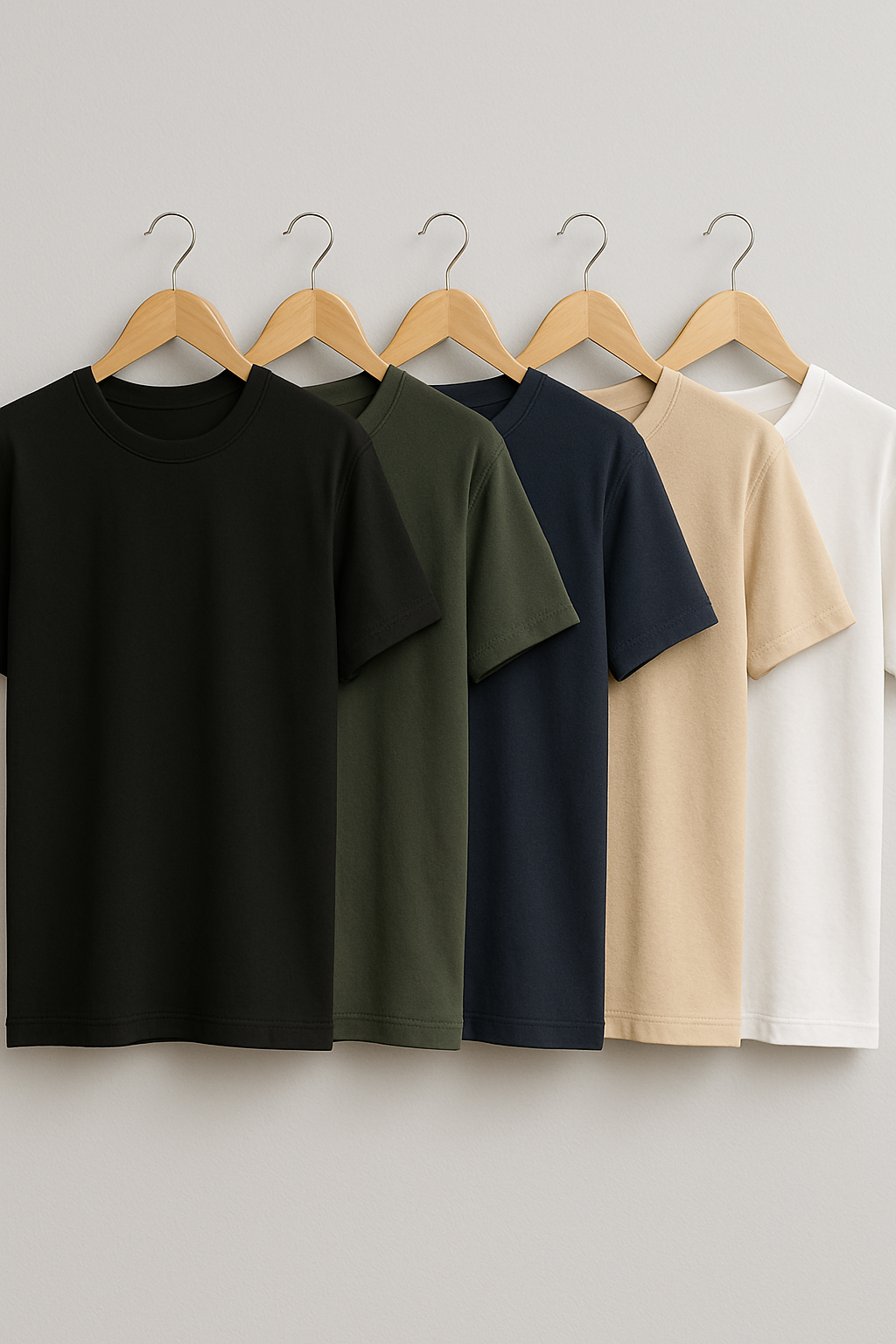 Kit de 5 Camisetas Masculinas 100% Algodão - Ultra Confort